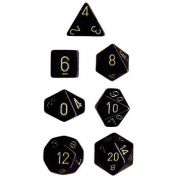 Opaque Polyhedral 7-Die Set - Black w/gold